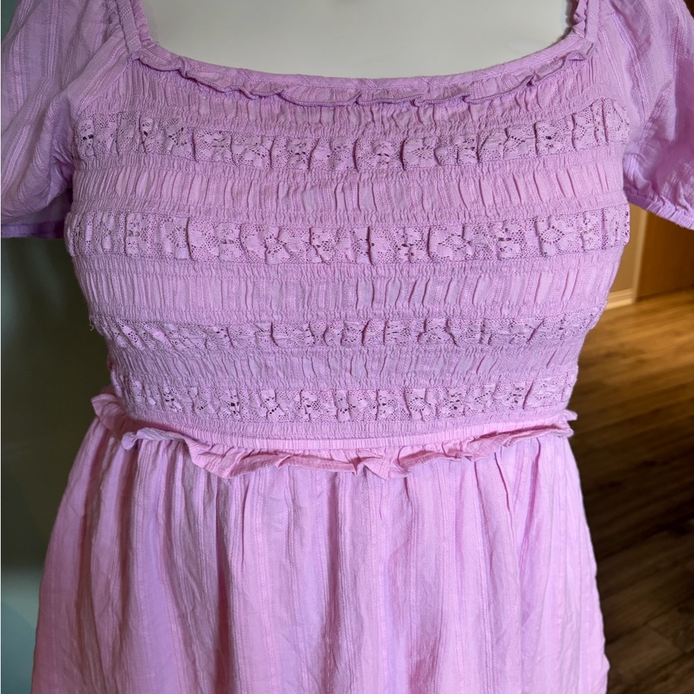 American Eagle Outfitters Pink Smocked Midi Dress - Picture 3 of 4